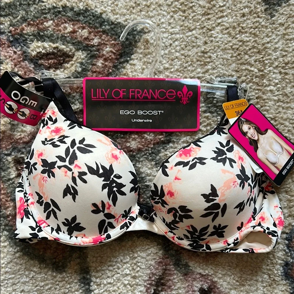 NWT Lily of France 36A Floral Bra - Picture 1 of 4